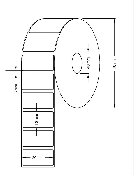 Role de etichete termice autoadezive 30x15mm 1000 etichete - Dimensiuni rola