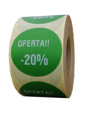 Role personalizate de etichete rotunde verzi cu text alb 50mm 1000 etichete in rola - oferta reducere 20 la suta