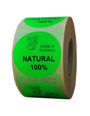 etichete rotunde verde fluorescent text negru 50mm bio 1