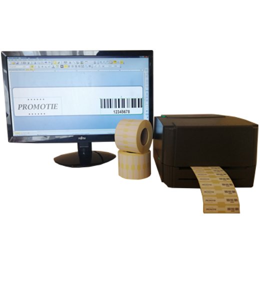 Sistem complet de etichetare ochelari AVANTAJ - imprimanta TSC TTP-244 PRO Role de etichete bijuterii 63x13 Bartender - sistem inchis
