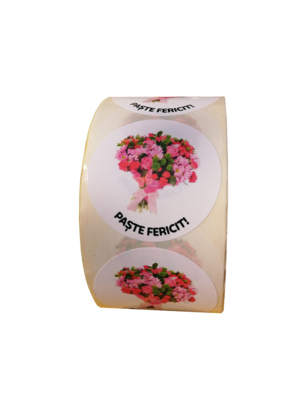 Stickere personalizate Flori de Paste 500 etichete rola - 1 rola