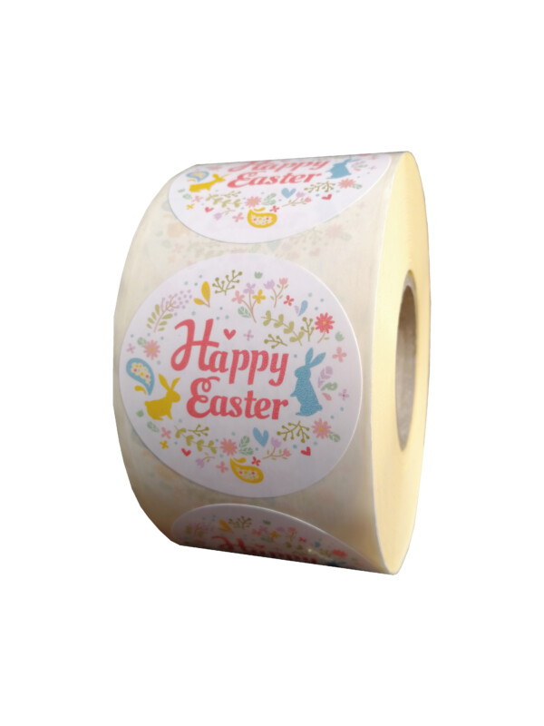 Stickere personalizate Happy Easter 500 etichete rola - 1 Rola